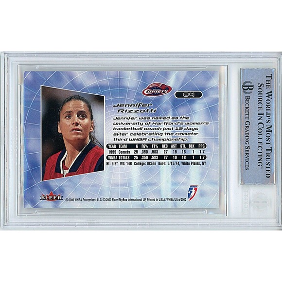 Jennifer Rizzotti Houston Comets Autographed 2000 Fleer Ultra WNBA Card Beckett - Picture 2 of 4